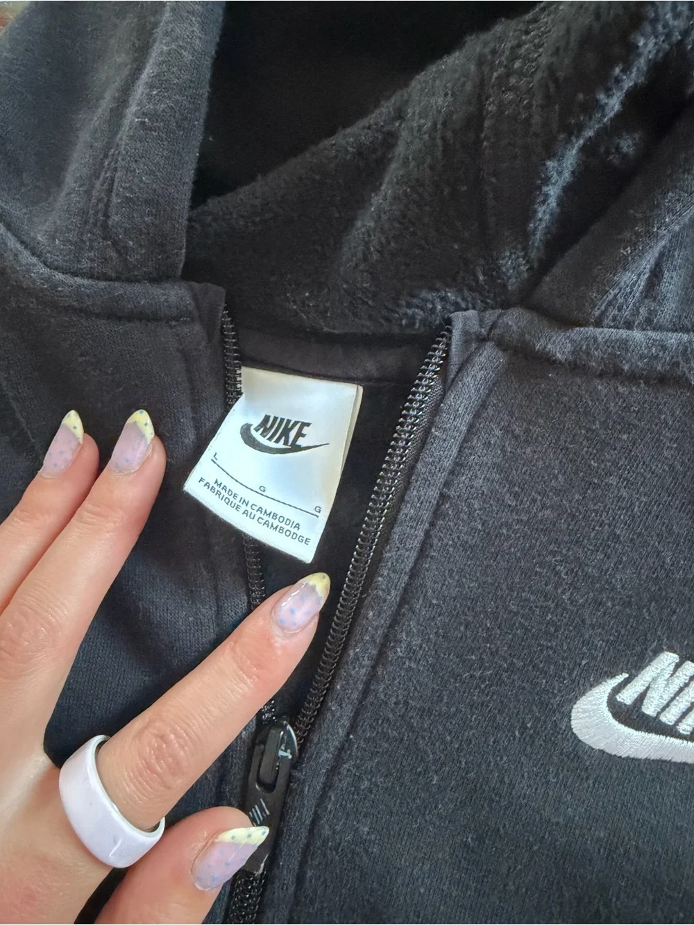 Nike Kids Black Full-Zip Hooded Sweatshirt with Logo
